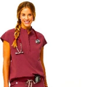 Figs Dark Cherry Rafaela Oversized Scrub Top